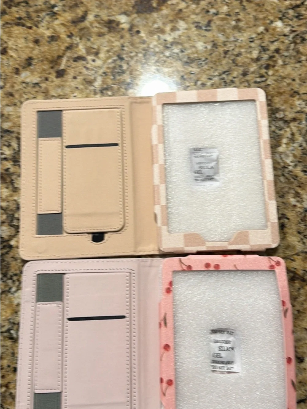 Pink Cherry Print Kindle Case & Beige Check Kindle Case Set -10th Generation